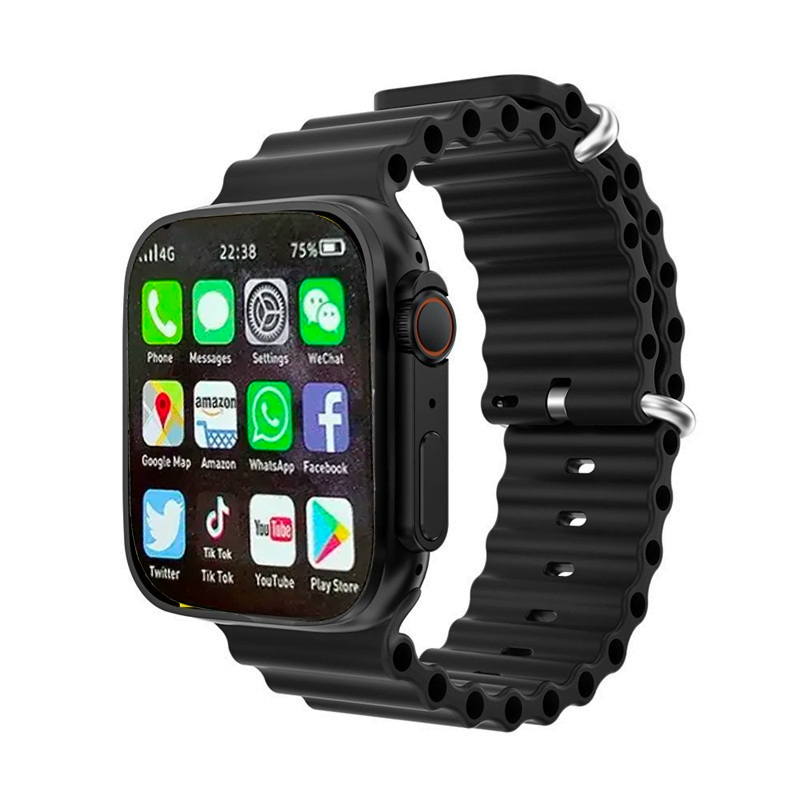 S8 Ultra 4G SIM Supported Android Smart Watch 1GB/16GB – (Body Color-Black with double Straps) With Camera