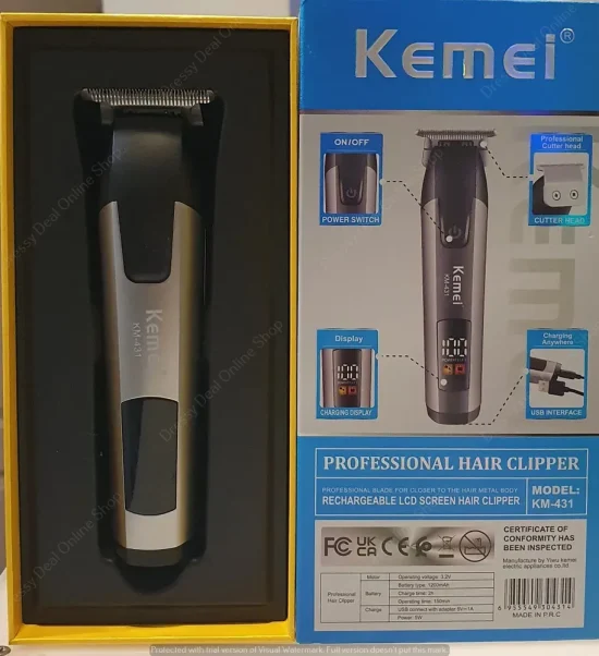 Kemei KM-431 Rechargeable LCD Hair Trimmer