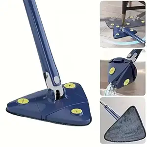 60° Rotatable Adjustable Cleaning Mop Extendable Triangle Mop with Long Handle Hand Push-Pull Squeezing Cleaning Mop Dry Mop Multifunctional Microfiber Wet and Dry Mop for Floor Wall