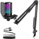 FIFINE AMPLIGAME A6T Gaming PC USB Microphone & Podcast Condenser Mic with Boom Arm Microphone