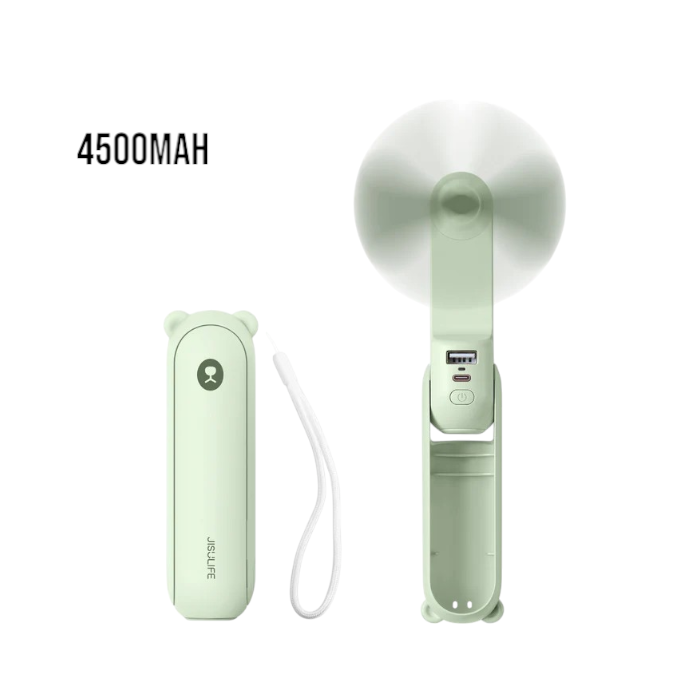 JISULIFE F8X Portable Fan & Power Bank 4500mAh – Green