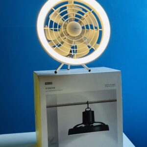 JISULIFE FA17 Rechargeable Fan with LED Light and Table Tripod- White Color